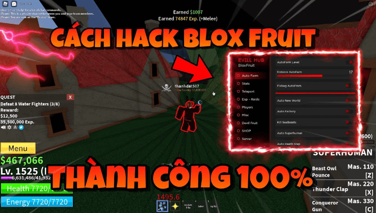 Hướng dẫn các bước hack Blox Fruit Update 17 chi tiết